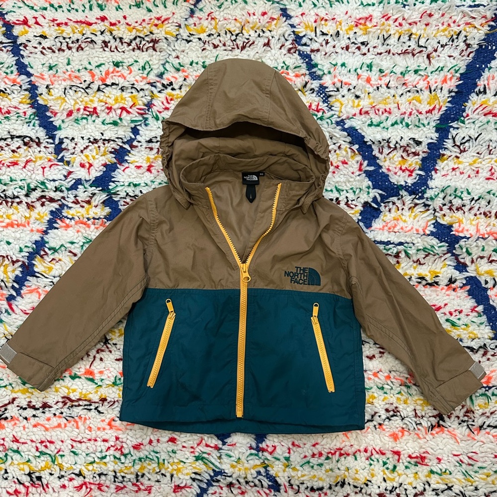 The North Face Kids' Brown and Teal Hooded Jacket - Japan size 90